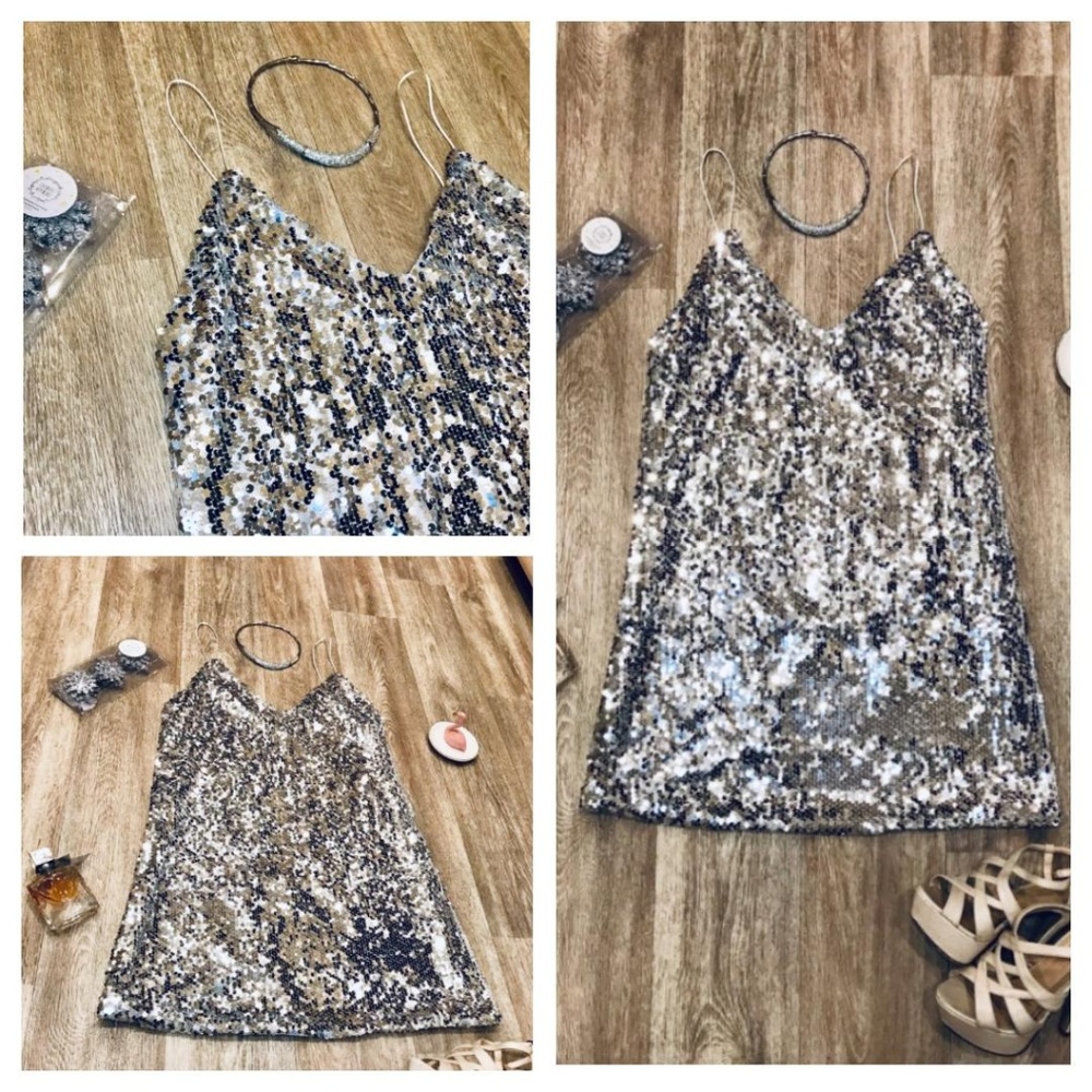 'Sassy Sequins' Silver Sequin Party Dress - Picture 5 of 7